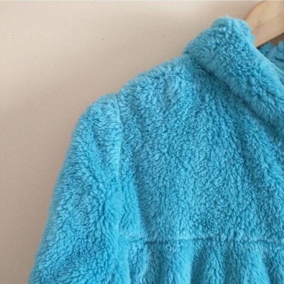 Eddie Baur 2021 Quest Plush Teddy Zip Up Hooded Jacket Teal Size Medium - Picture 6 of 7